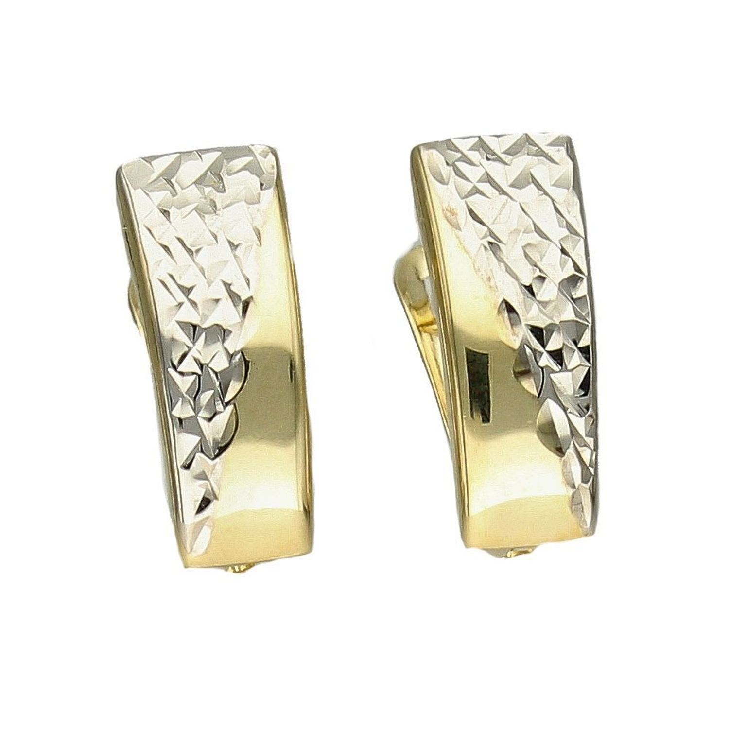 Złote kolczyki z białym grawerowanym złotem KL 5453.jpg